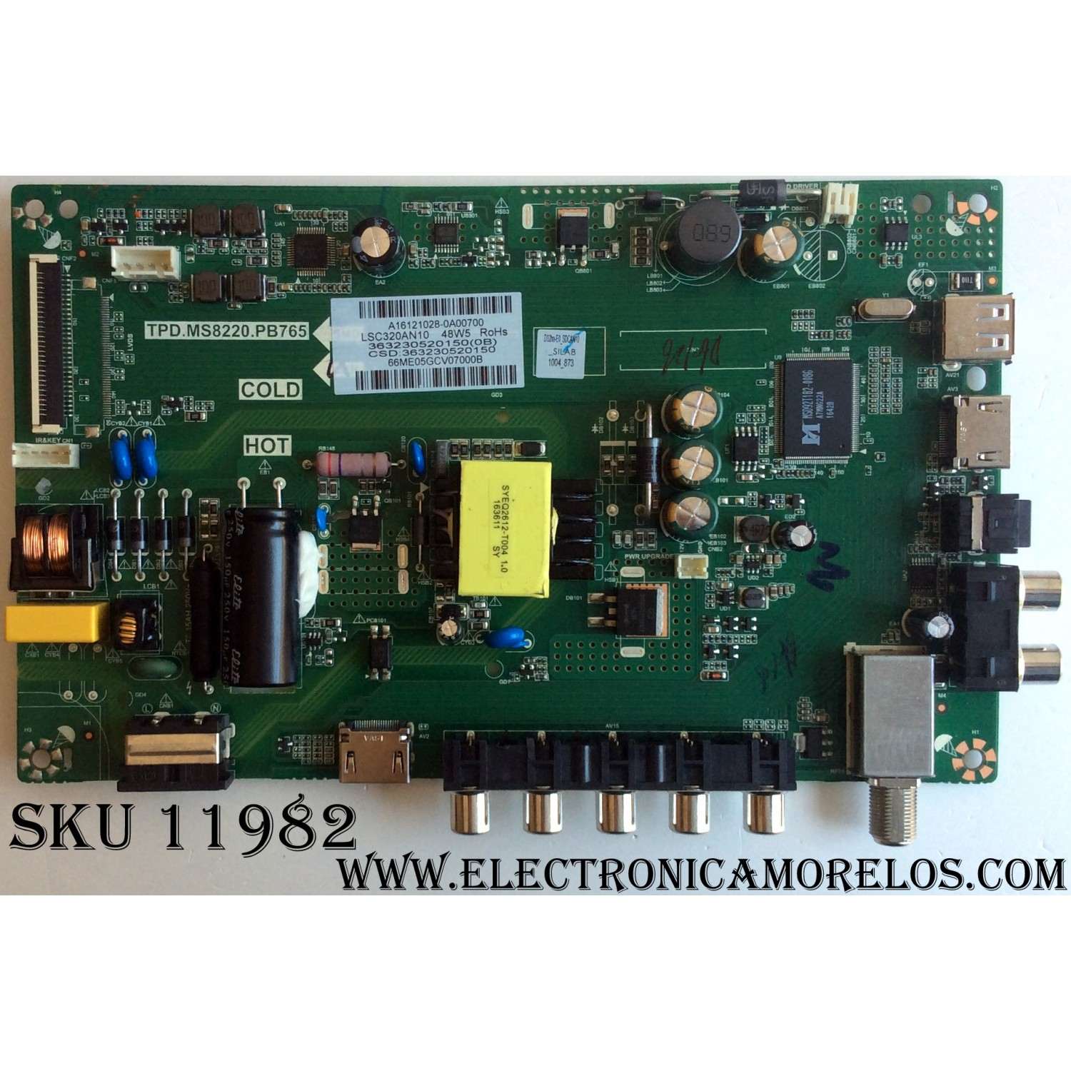 MAIN FUENTE (COMBO) PARA TV VIZIO / NUMERO DE PARTE 3632-3052-0150 / 363230520150 / 3632-3052-0395 / TPD.MS8220.PB765 / PANEL LSC320AN10-H02 / MODELOS D32HN-E0 LAUSVMCS / D32HN-E0 LAUSVMCT